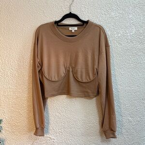 Love J Tan Long Sleeve Crop Top